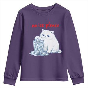 Abolish Ice Protest Youth Sweatshirt Subtle FDT Cat Meme No Ice Please TS10 Purple Print Your Wear