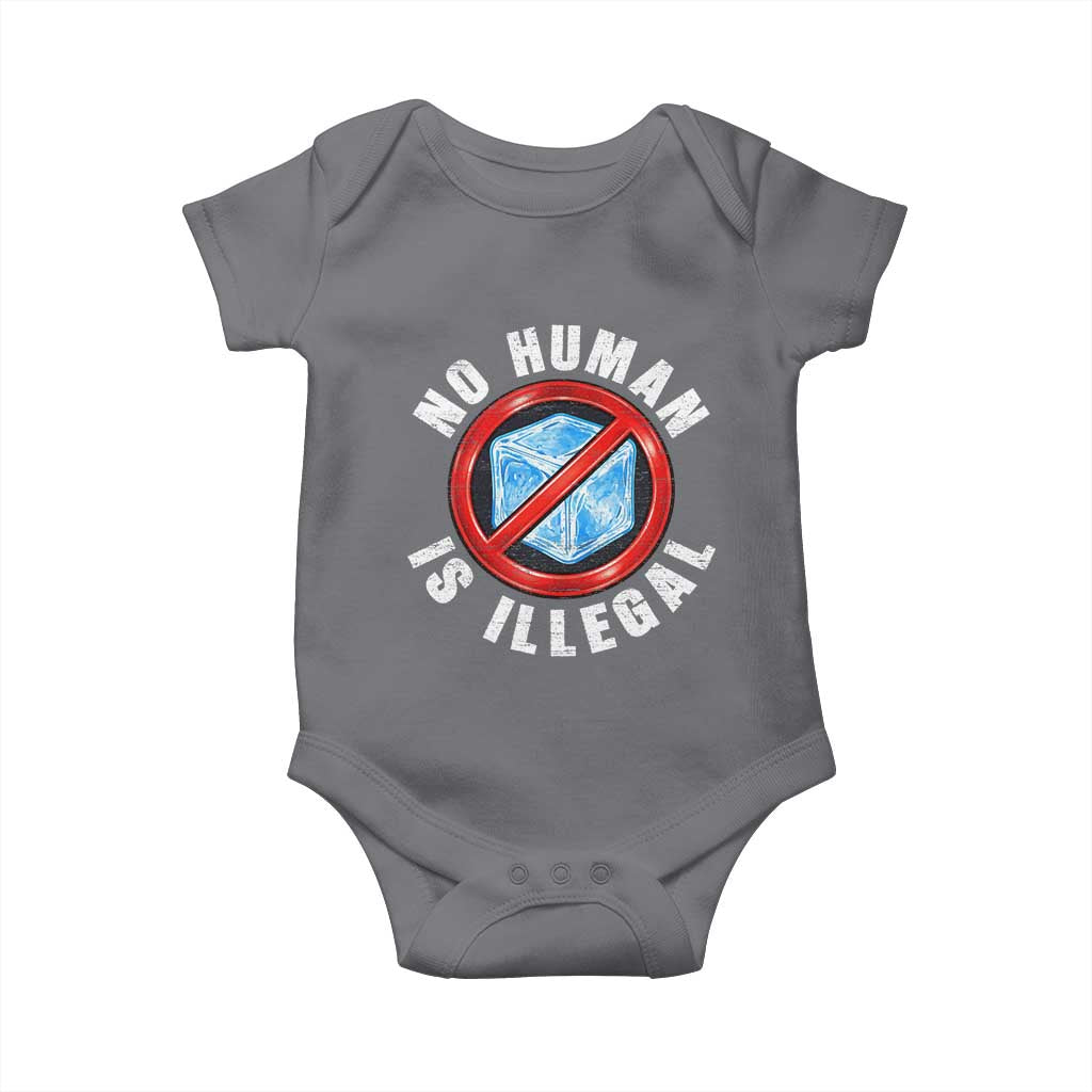 Abolish Ice No Human is Illegal Baby Onesie Retro Protest Subtle FDT TS10 Charcoal Print Your Wear
