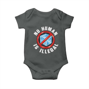 Abolish Ice No Human is Illegal Baby Onesie Retro Protest Subtle FDT TS10 Dark Heather Print Your Wear