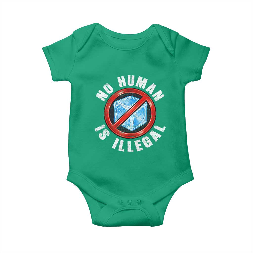 Abolish Ice No Human is Illegal Baby Onesie Retro Protest Subtle FDT TS10 Irish Green Print Your Wear
