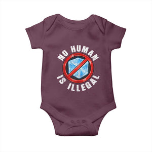 Abolish Ice No Human is Illegal Baby Onesie Retro Protest Subtle FDT TS10 Maroon Print Your Wear