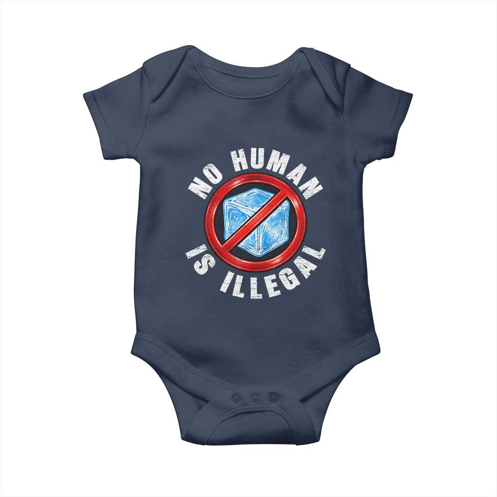 Abolish Ice No Human is Illegal Baby Onesie Retro Protest Subtle FDT TS10 Navy Print Your Wear