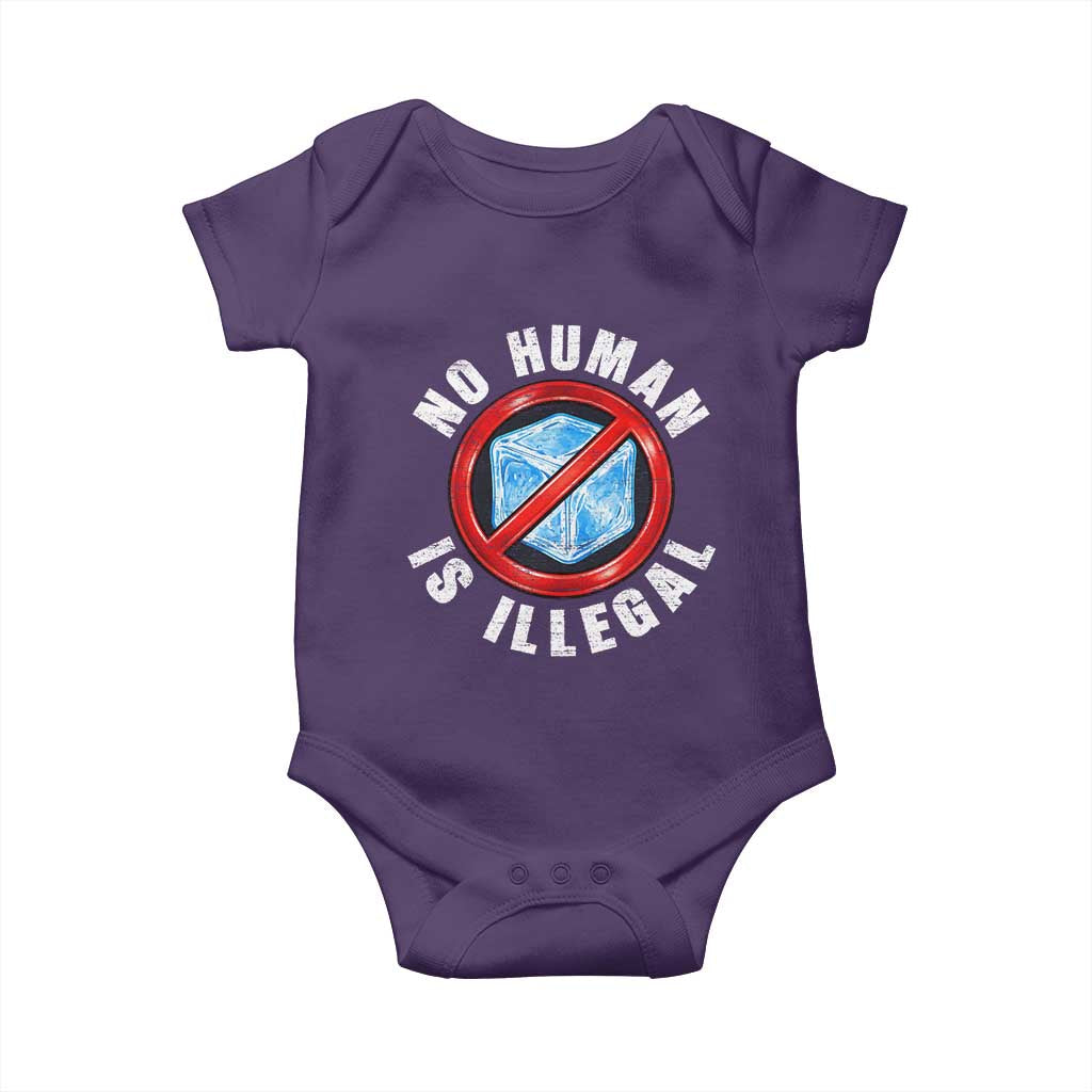 Abolish Ice No Human is Illegal Baby Onesie Retro Protest Subtle FDT TS10 Purple Print Your Wear