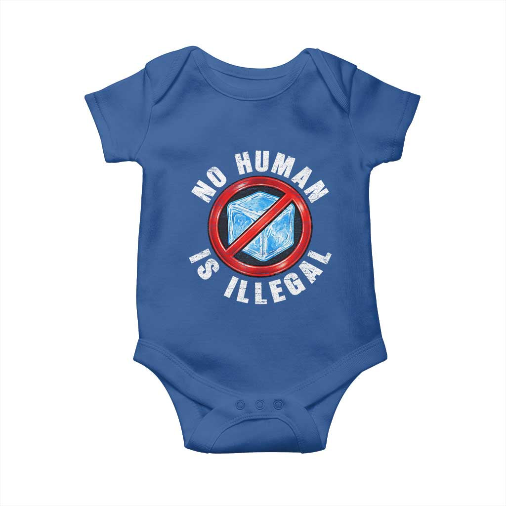 Abolish Ice No Human is Illegal Baby Onesie Retro Protest Subtle FDT TS10 Royal Blue Print Your Wear