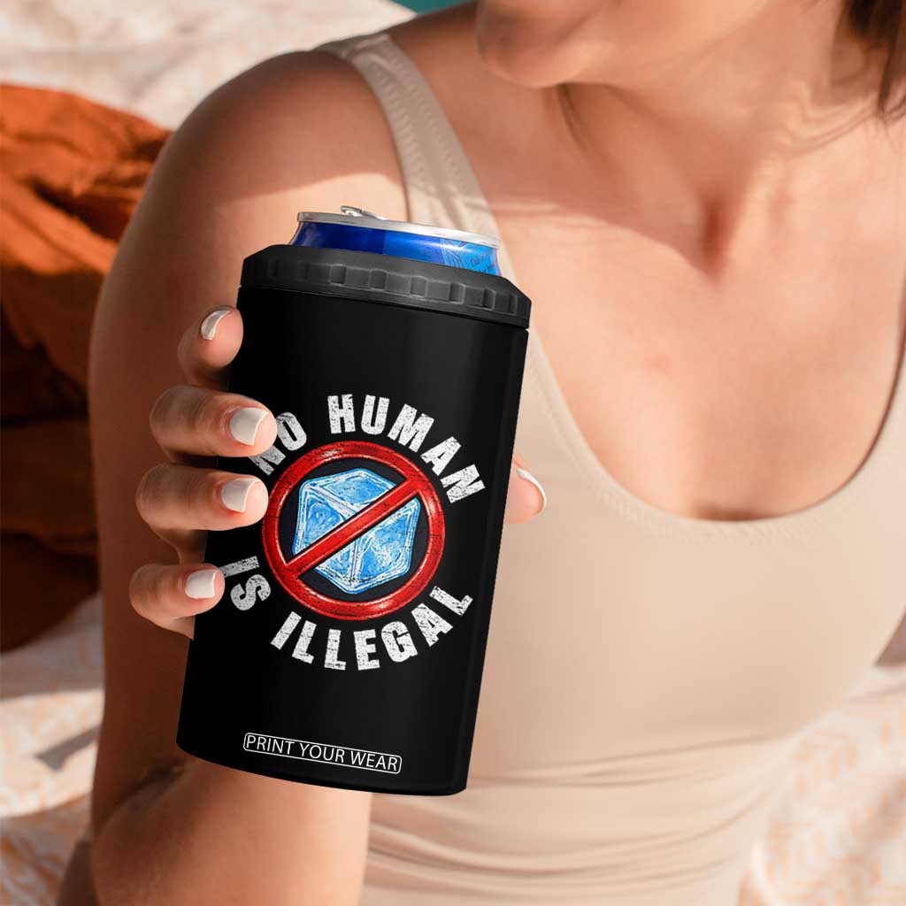 Abolish Ice No Human is Illegal 4 in 1 Can Cooler Tumbler Retro Protest Subtle FDT TS10 Print Your Wear