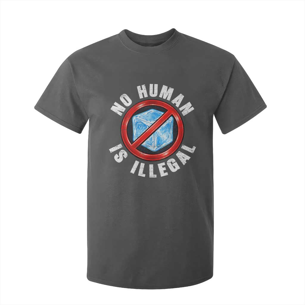 Abolish Ice No Human is Illegal T Shirt For Kid Retro Protest Subtle FDT TS10 Dark Heather Print Your Wear