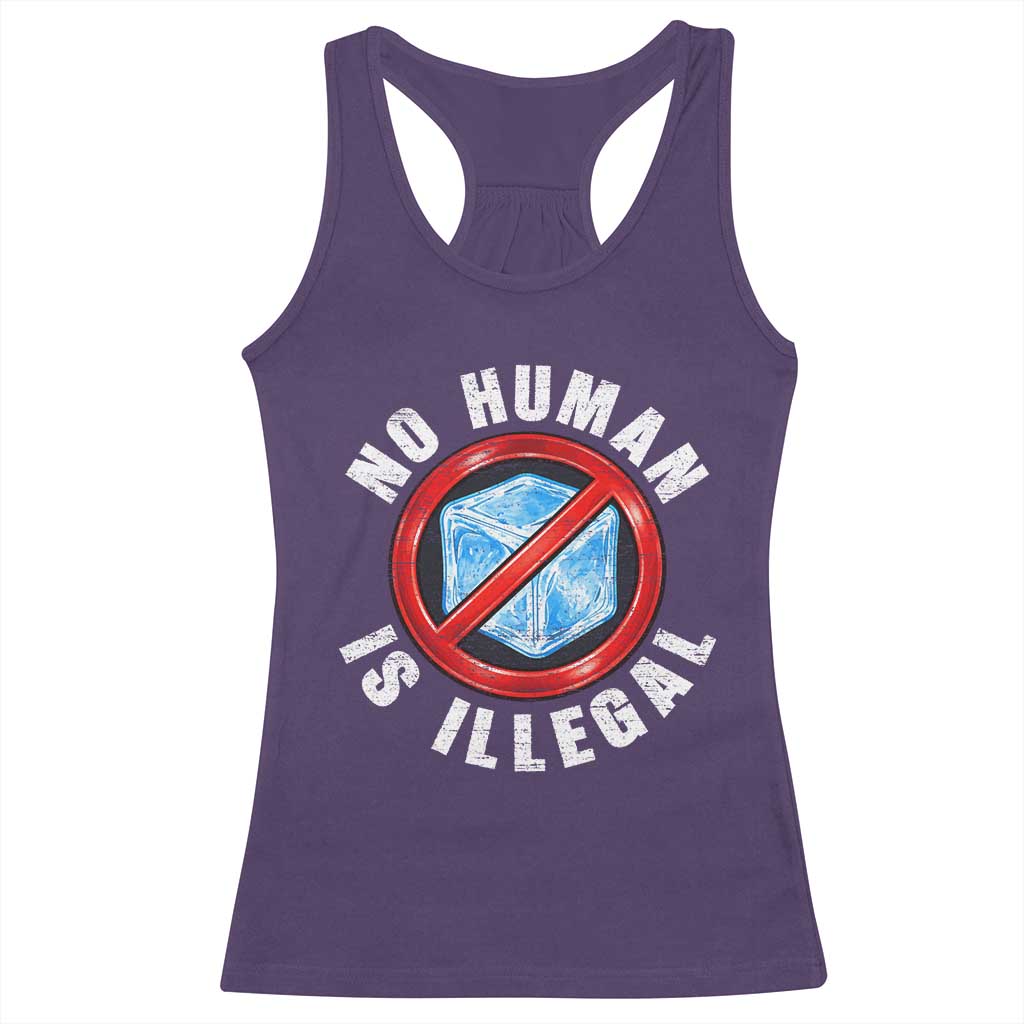 Abolish Ice No Human is Illegal Racerback Tank Top Retro Protest Subtle FDT TS10 Purple Print Your Wear