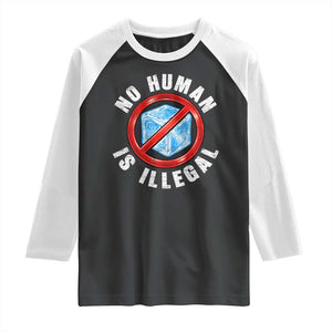Abolish Ice No Human is Illegal Raglan Shirt Retro Protest Subtle FDT TS10 Black White Print Your Wear