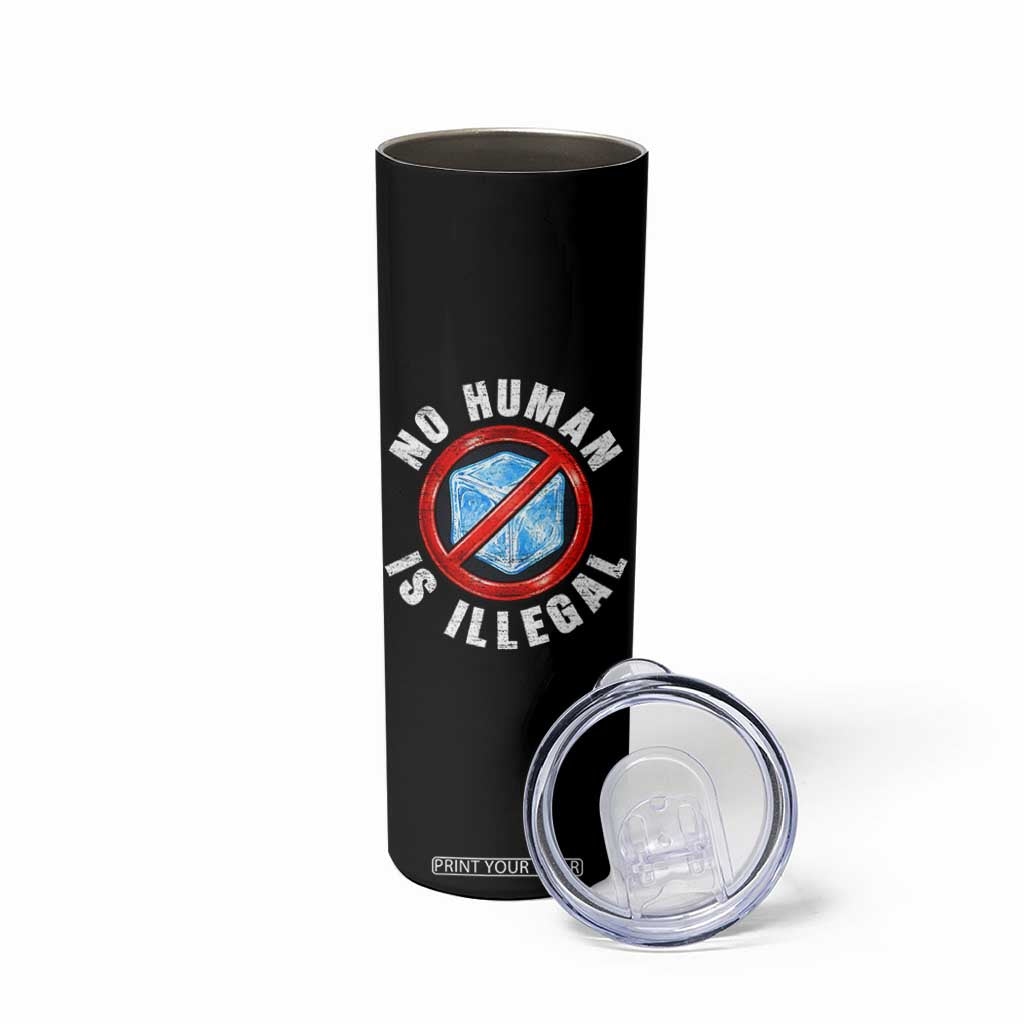 Abolish Ice No Human is Illegal Skinny Tumbler Retro Protest Subtle FDT TS10 Print Your Wear