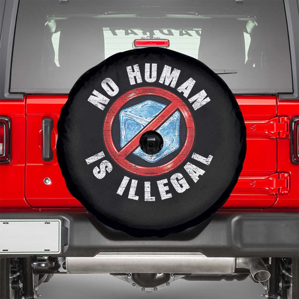 Abolish Ice No Human is Illegal Spare Tire Cover Retro Protest Subtle FDT TS10 Black Print Your Wear