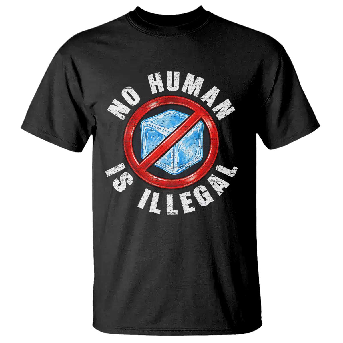Abolish Ice No Human is Illegal T Shirt Retro Protest Subtle FDT TS10 Black Print Your Wear