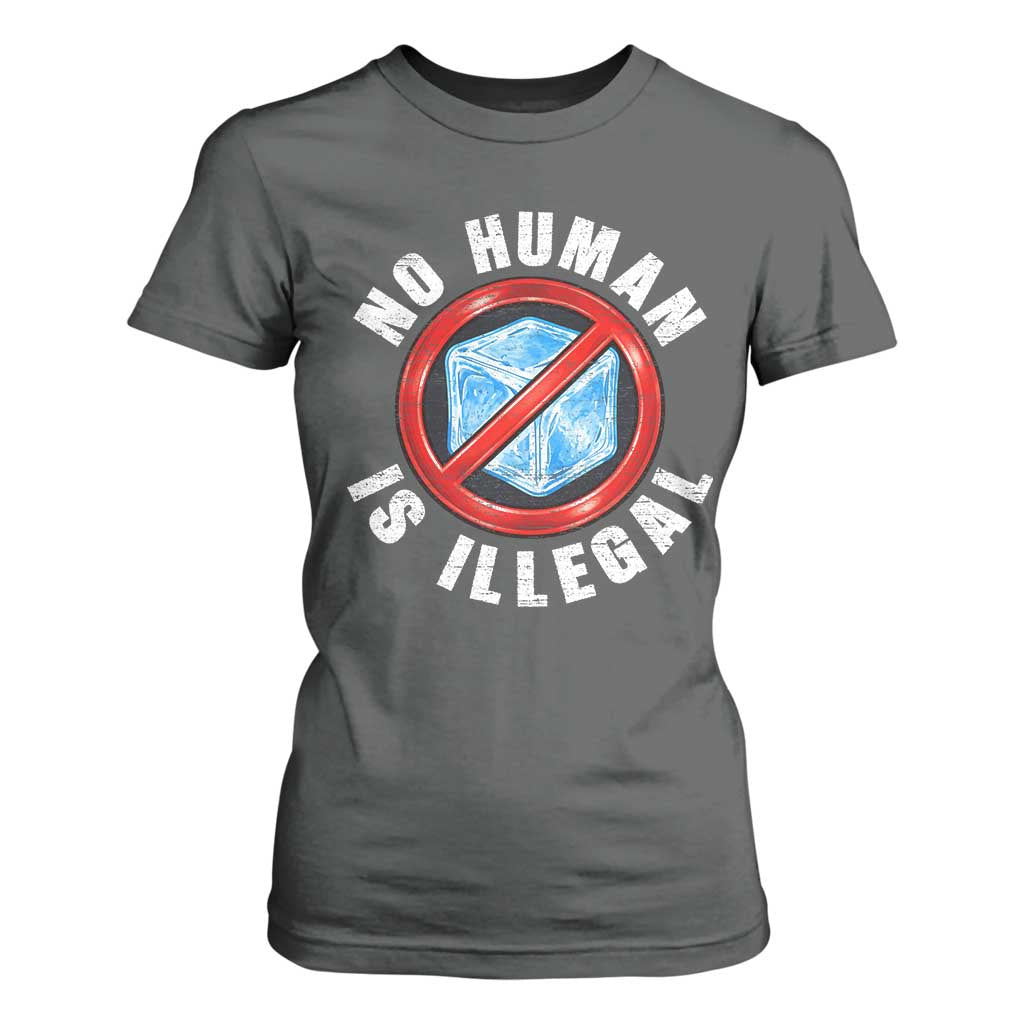 Abolish Ice No Human is Illegal T Shirt For Women Retro Protest Subtle FDT TS10 Dark Heather Print Your Wear