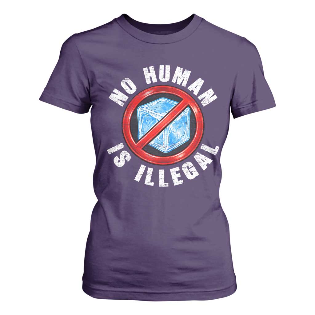 Abolish Ice No Human is Illegal T Shirt For Women Retro Protest Subtle FDT TS10 Purple Print Your Wear