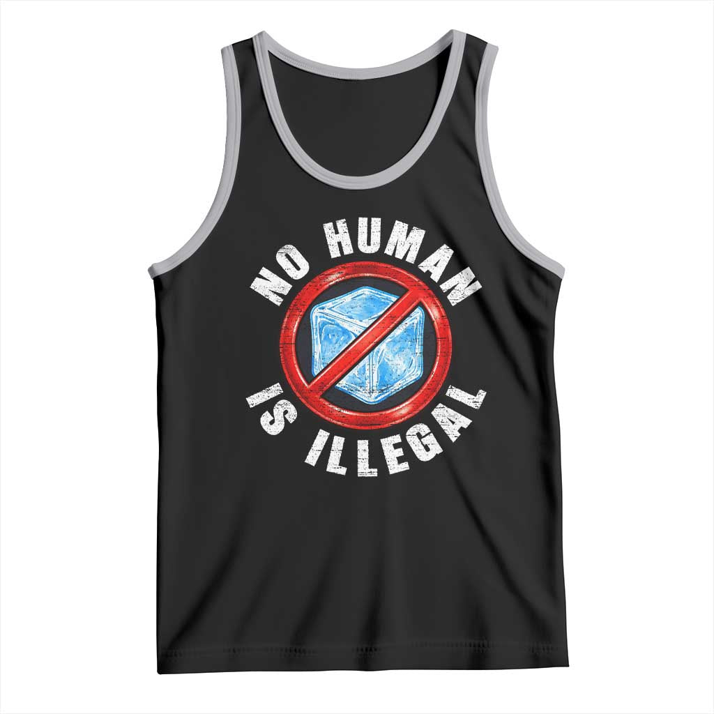 Abolish Ice No Human is Illegal Tank Top Retro Protest Subtle FDT TS10 Black Athletic Heather Print Your Wear