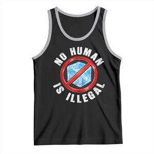 Abolish Ice No Human is Illegal Tank Top Retro Protest Subtle FDT TS10 Black Athletic Heather Print Your Wear
