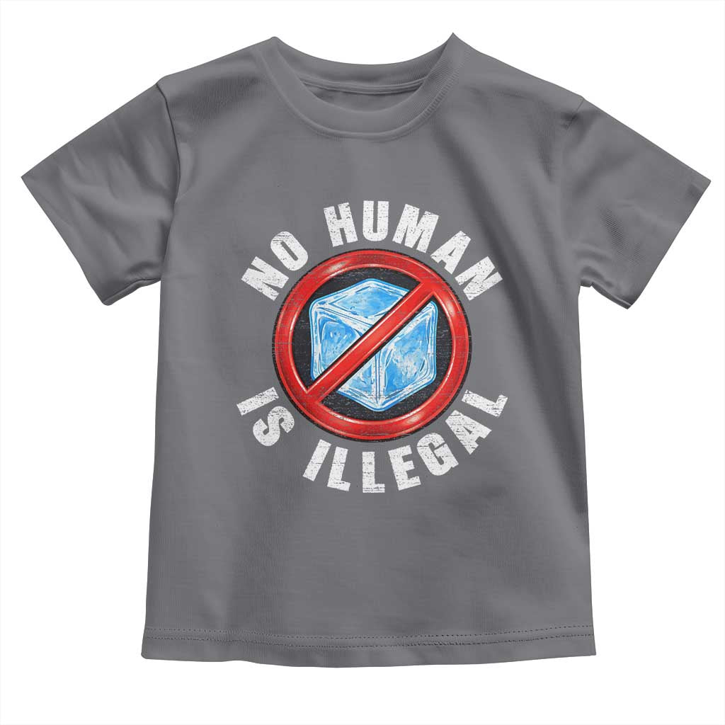 Abolish Ice No Human is Illegal Toddler T Shirt Retro Protest Subtle FDT TS10 Charcoal Print Your Wear