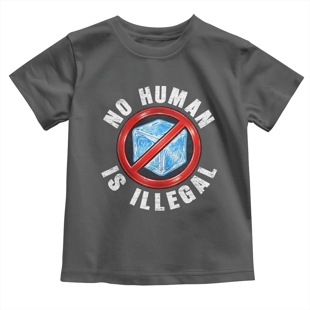 Abolish Ice No Human is Illegal Toddler T Shirt Retro Protest Subtle FDT TS10 Dark Heather Print Your Wear