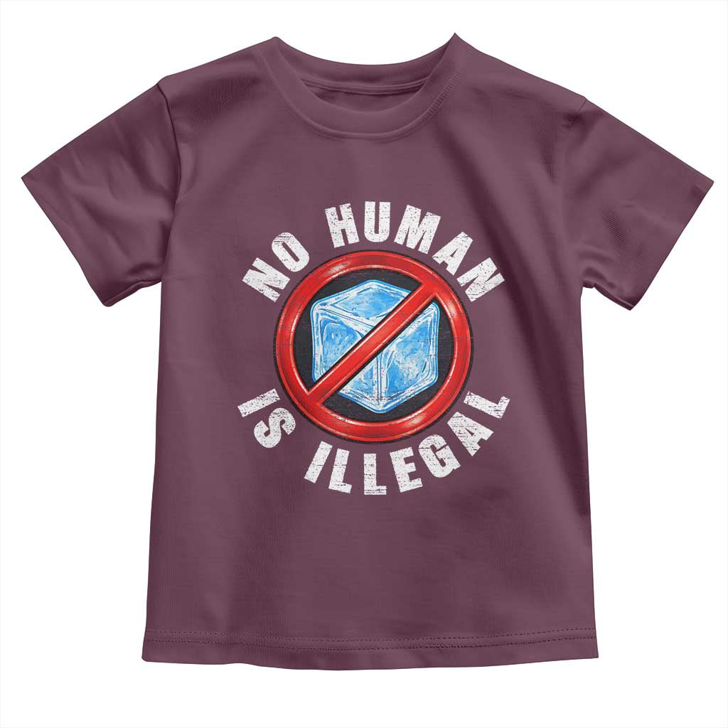 Abolish Ice No Human is Illegal Toddler T Shirt Retro Protest Subtle FDT TS10 Maroon Print Your Wear