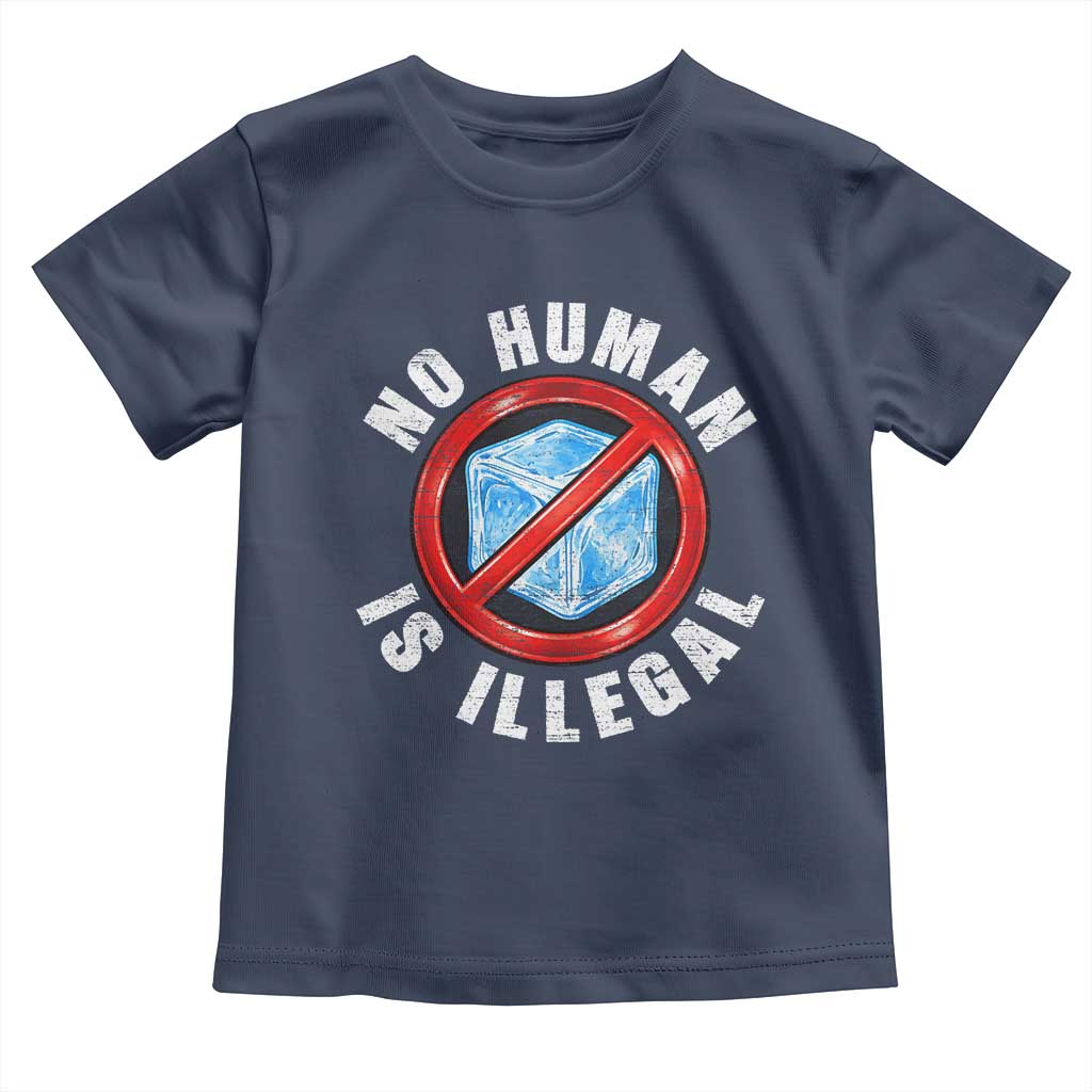 Abolish Ice No Human is Illegal Toddler T Shirt Retro Protest Subtle FDT TS10 Navy Print Your Wear