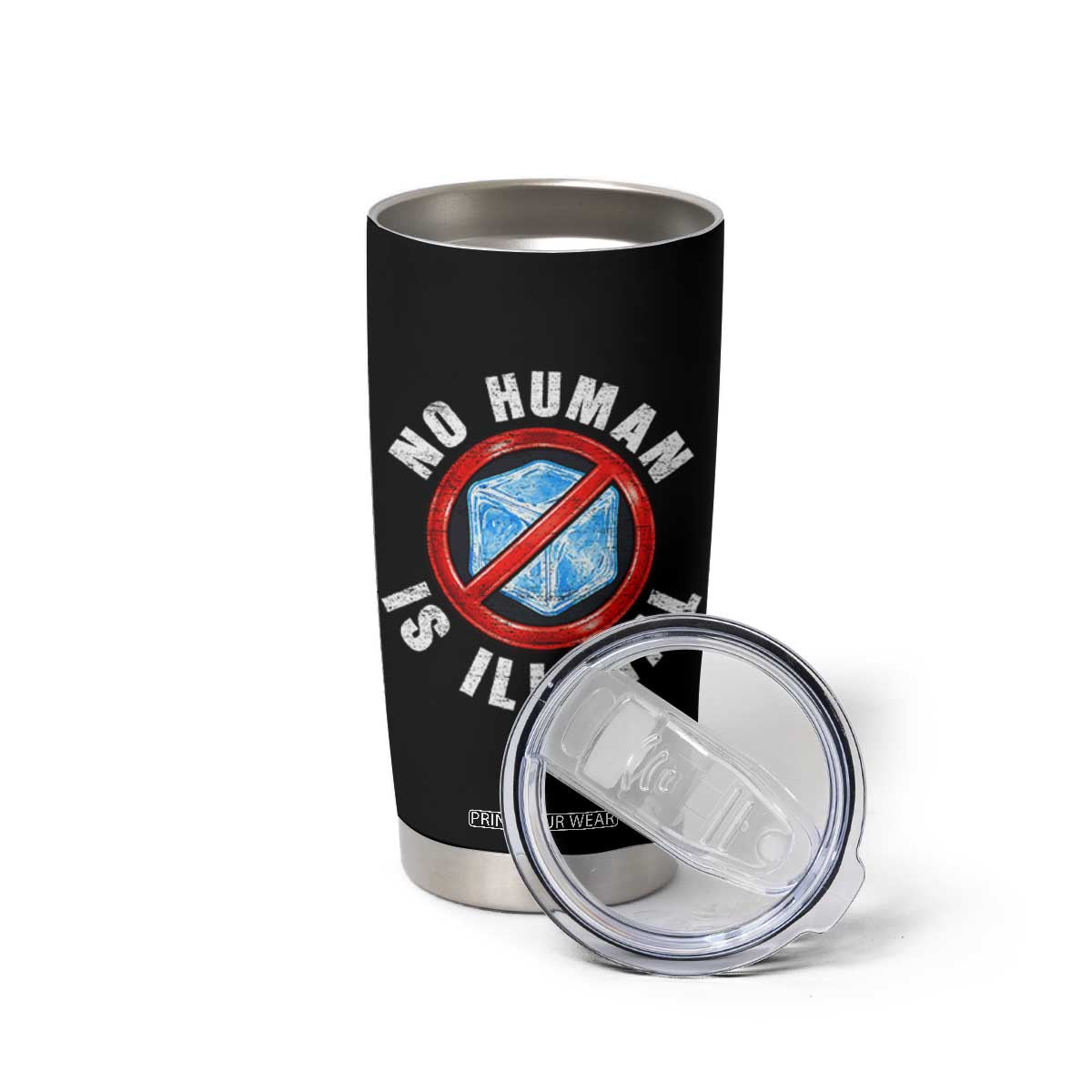 Abolish Ice No Human is Illegal Tumbler Cup Retro Protest Subtle FDT TS10 Print Your Wear