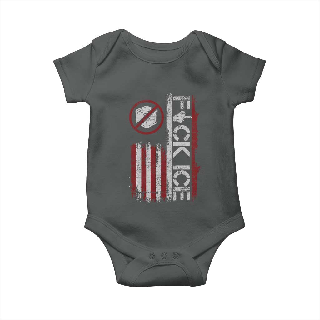 Fck Ice Baby Onesie Retro US Flag Subtle FDT Protest TS10 Dark Heather Print Your Wear