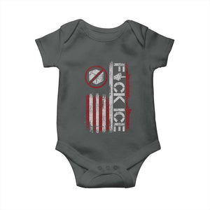 Fck Ice Baby Onesie Retro US Flag Subtle FDT Protest TS10 Dark Heather Print Your Wear