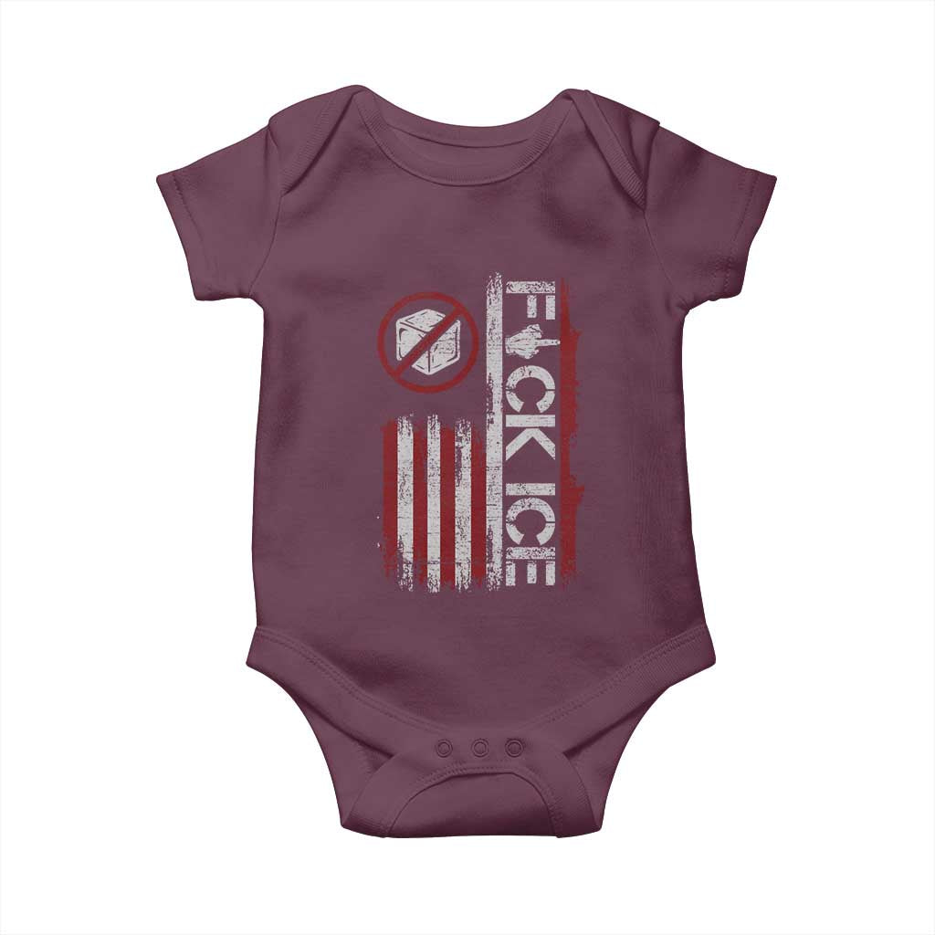 Fck Ice Baby Onesie Retro US Flag Subtle FDT Protest TS10 Maroon Print Your Wear