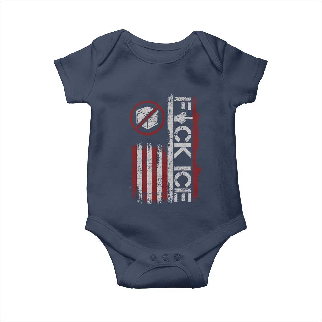 Fck Ice Baby Onesie Retro US Flag Subtle FDT Protest TS10 Navy Print Your Wear