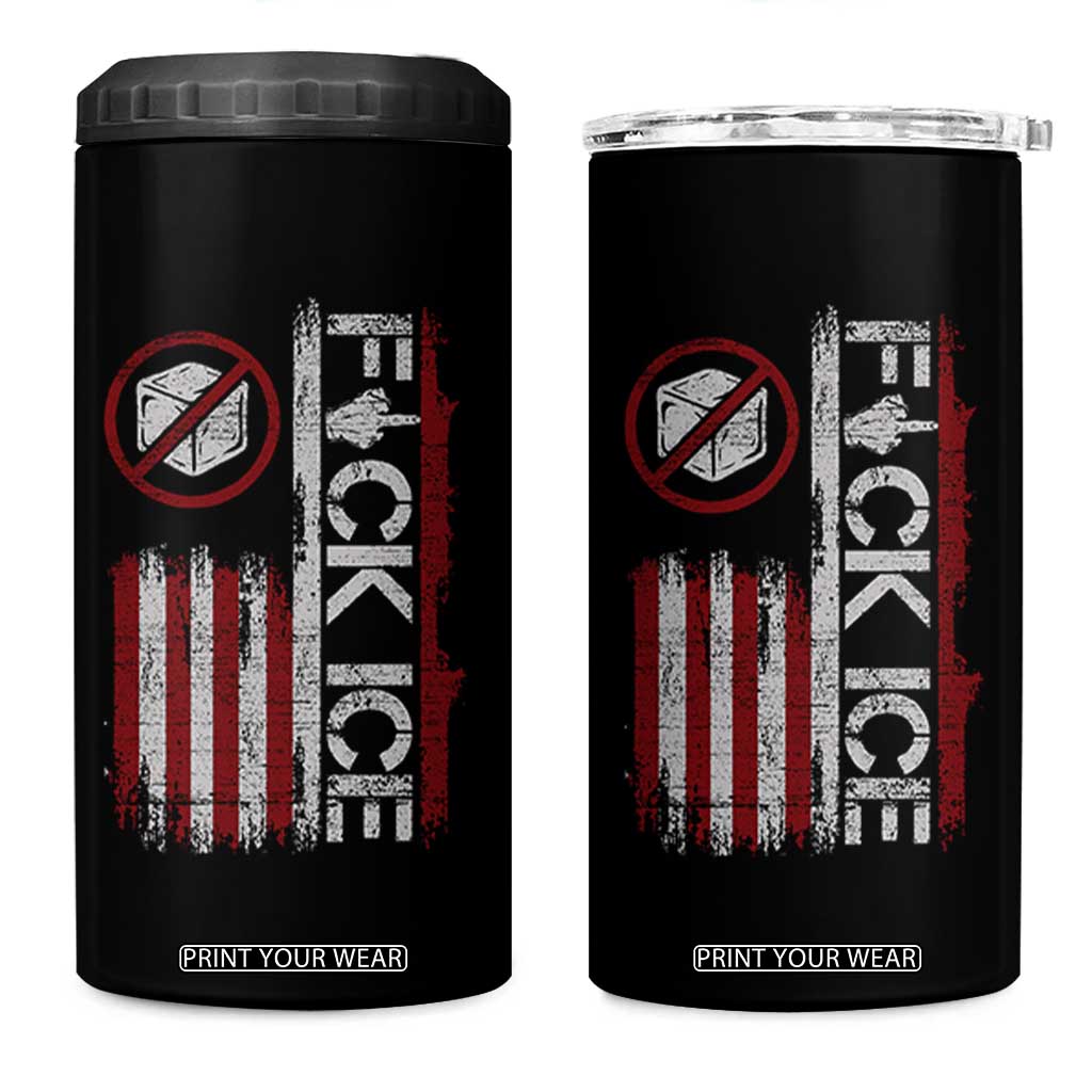 Fck Ice 4 in 1 Can Cooler Tumbler Retro US Flag Subtle FDT Protest TS10 One Size: 16 oz Black Print Your Wear