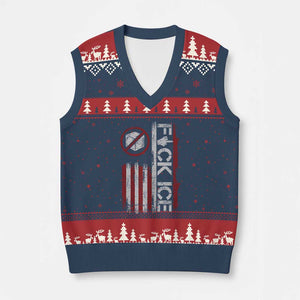 Fck Ice V-Neck Knit Sweater Vest Retro US Flag Subtle FDT Protest TS10 Navy Red Print Your Wear