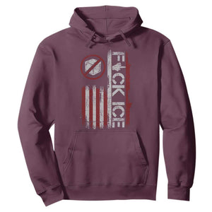 Fck Ice Hoodie Retro US Flag Subtle FDT Protest TS10 Maroon Print Your Wear