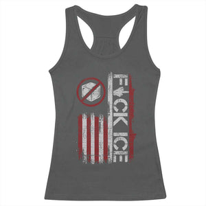Fck Ice Racerback Tank Top Retro US Flag Subtle FDT Protest TS10 Dark Heather Print Your Wear