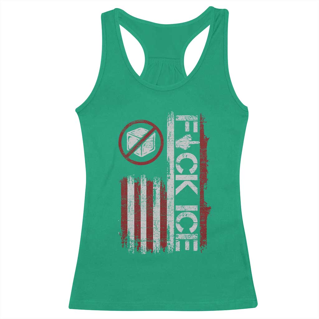 Fck Ice Racerback Tank Top Retro US Flag Subtle FDT Protest TS10 Irish Green Print Your Wear