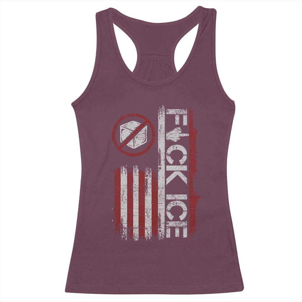 Fck Ice Racerback Tank Top Retro US Flag Subtle FDT Protest TS10 Maroon Print Your Wear