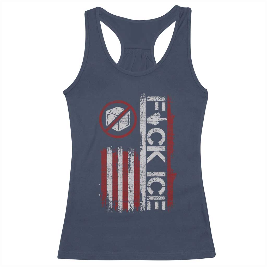 Fck Ice Racerback Tank Top Retro US Flag Subtle FDT Protest TS10 Navy Print Your Wear