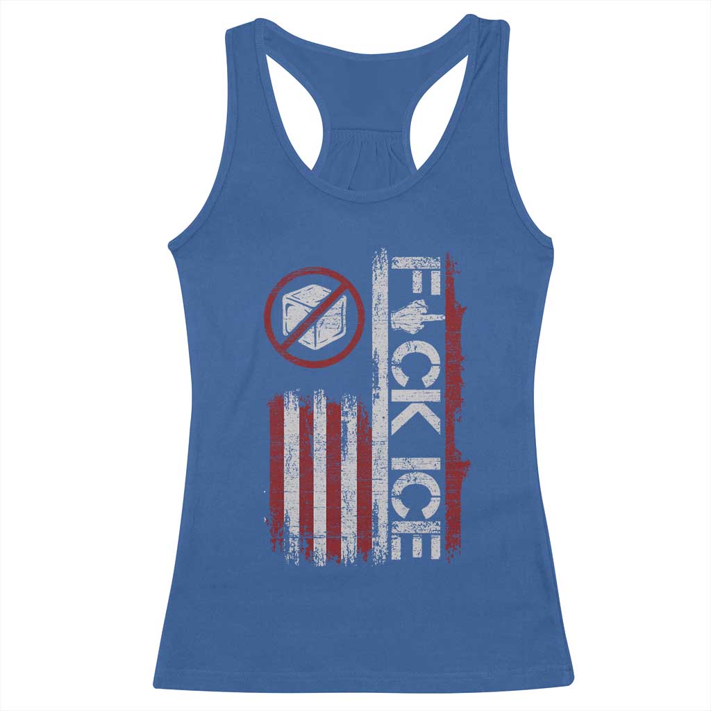 Fck Ice Racerback Tank Top Retro US Flag Subtle FDT Protest TS10 Royal Blue Print Your Wear