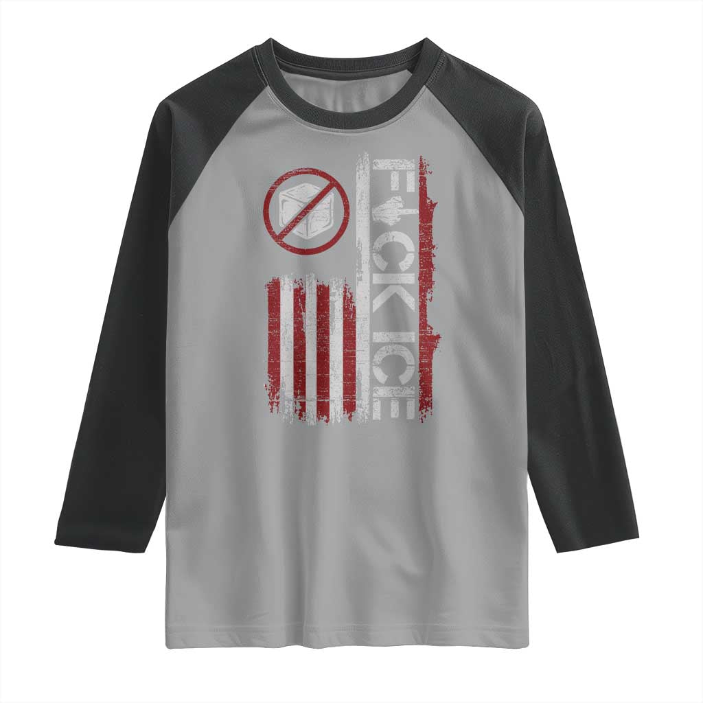 Fck Ice Raglan Shirt Retro US Flag Subtle FDT Protest TS10 Sport Gray Black Print Your Wear