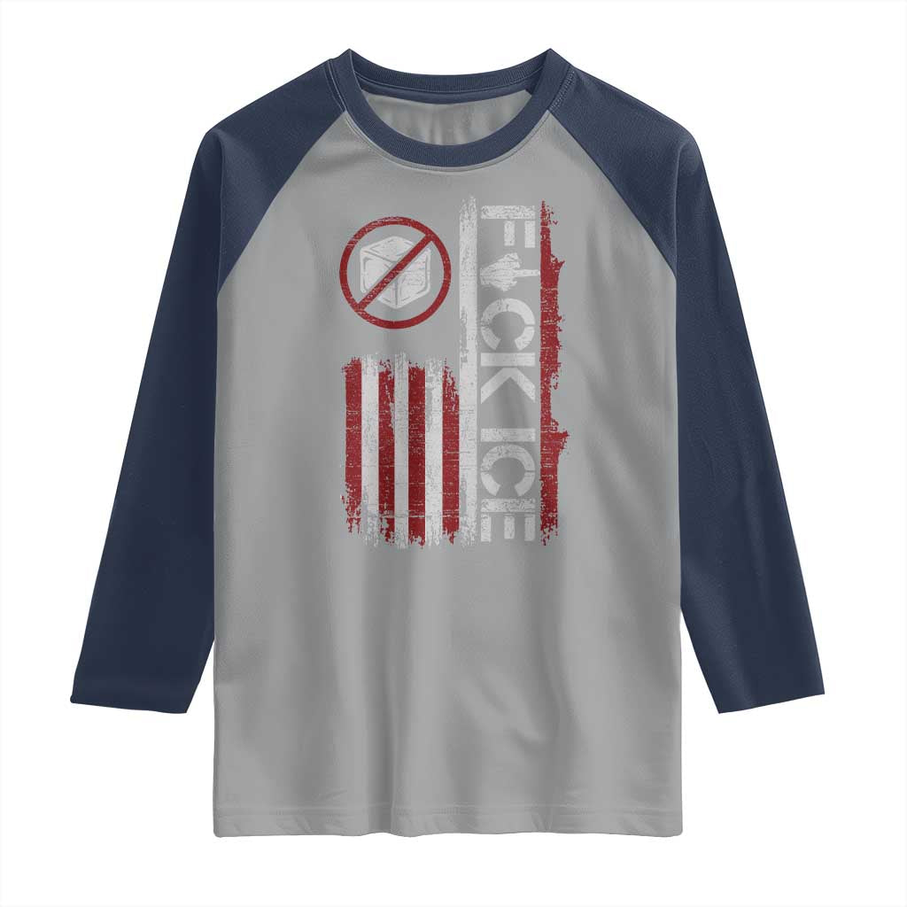 Fck Ice Raglan Shirt Retro US Flag Subtle FDT Protest TS10 Sport Gray Navy Print Your Wear