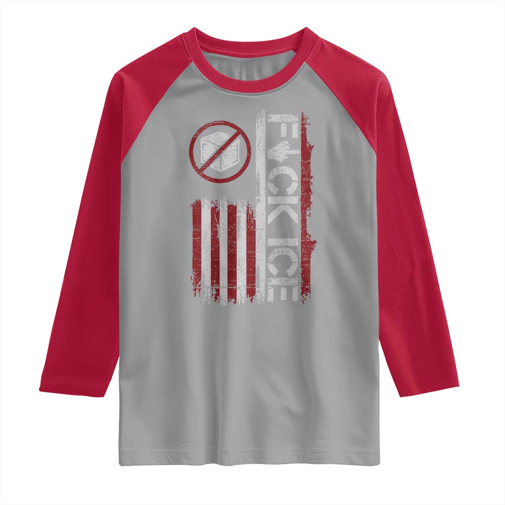 Fck Ice Raglan Shirt Retro US Flag Subtle FDT Protest TS10 Sport Gray Red Print Your Wear