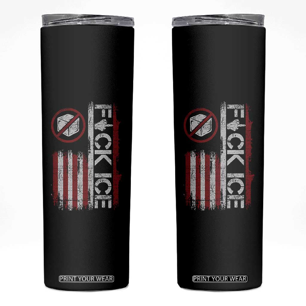 Fck Ice Skinny Tumbler Retro US Flag Subtle FDT Protest TS10 Black Print Your Wear