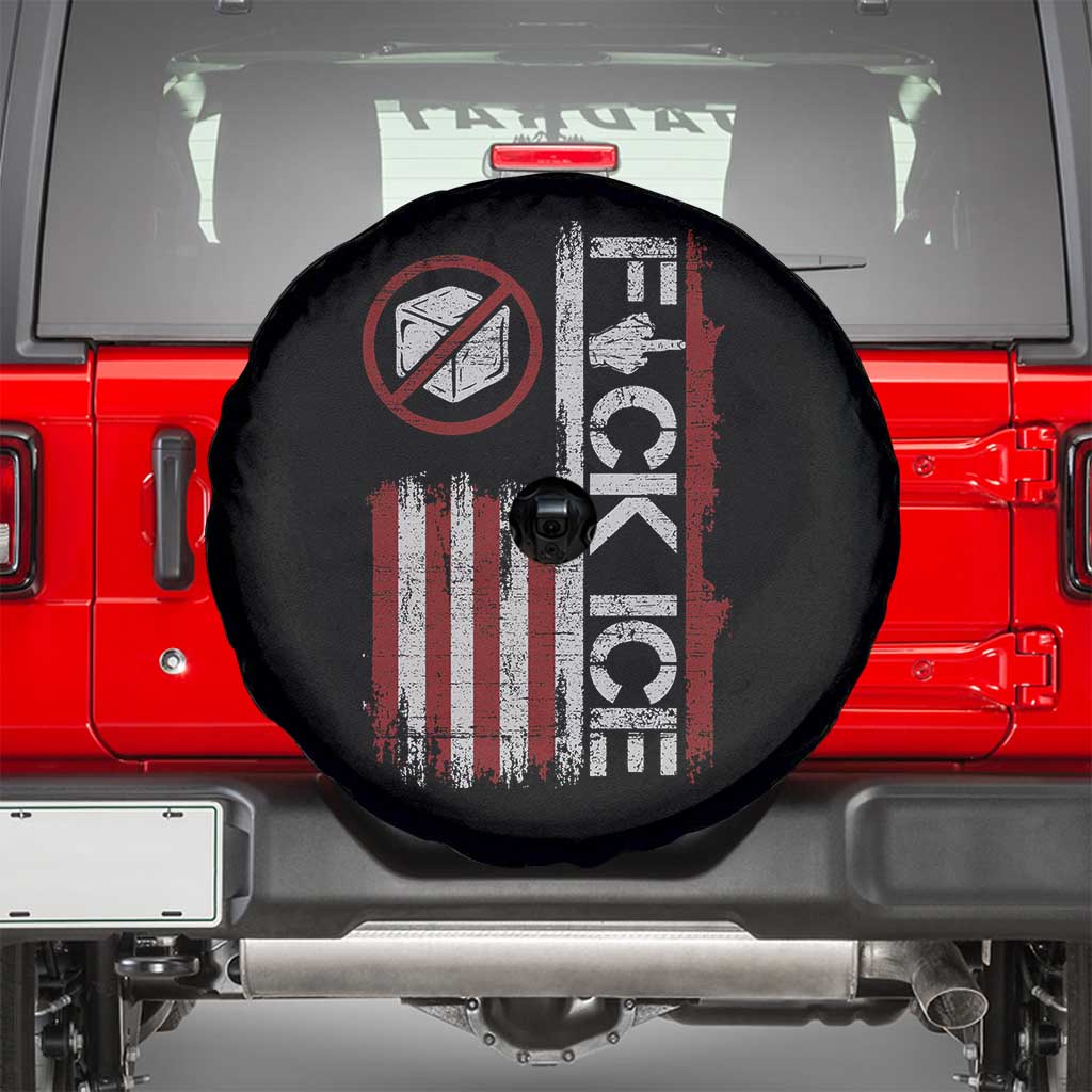 Fck Ice Spare Tire Cover Retro US Flag Subtle FDT Protest TS10 Black Print Your Wear