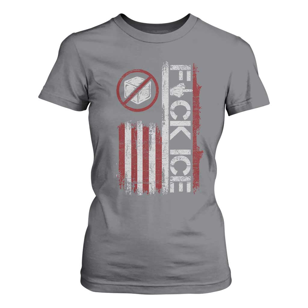 Fck Ice T Shirt For Women Retro US Flag Subtle FDT Protest TS10 Charcoal Print Your Wear