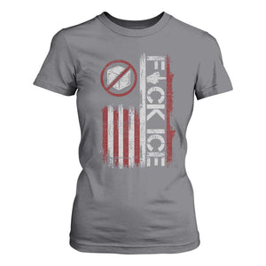 Fck Ice T Shirt For Women Retro US Flag Subtle FDT Protest TS10 Charcoal Print Your Wear