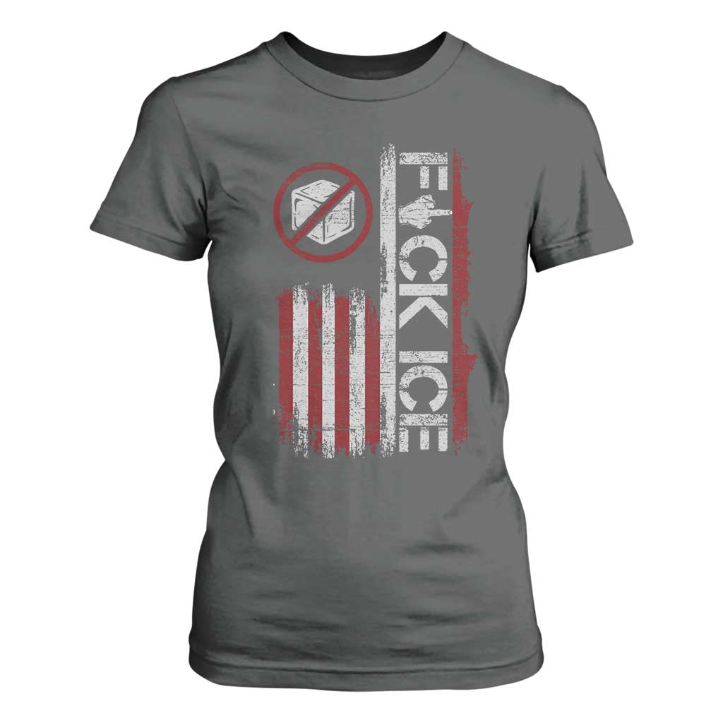 Fck Ice T Shirt For Women Retro US Flag Subtle FDT Protest TS10 Dark Heather Print Your Wear