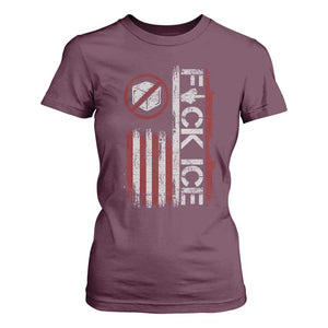 Fck Ice T Shirt For Women Retro US Flag Subtle FDT Protest TS10 Maroon Print Your Wear