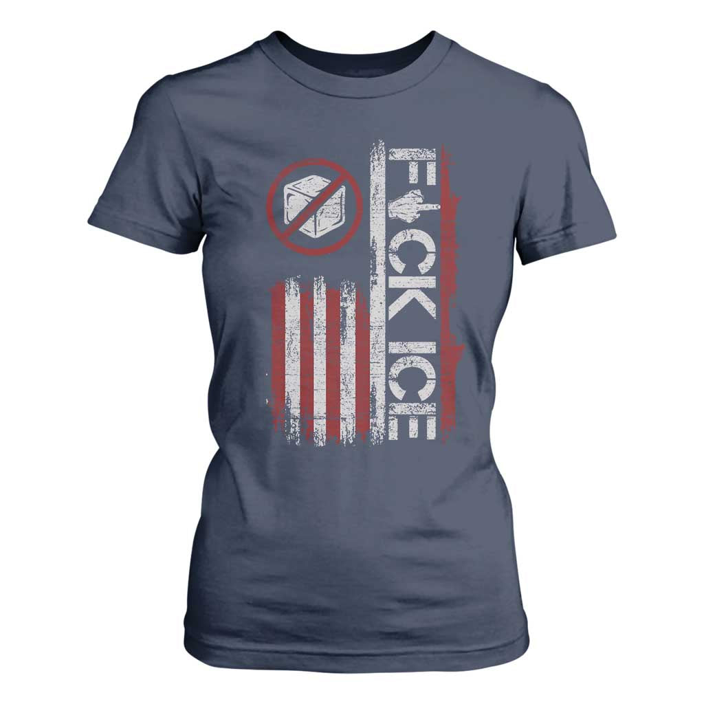 Fck Ice T Shirt For Women Retro US Flag Subtle FDT Protest TS10 Navy Print Your Wear