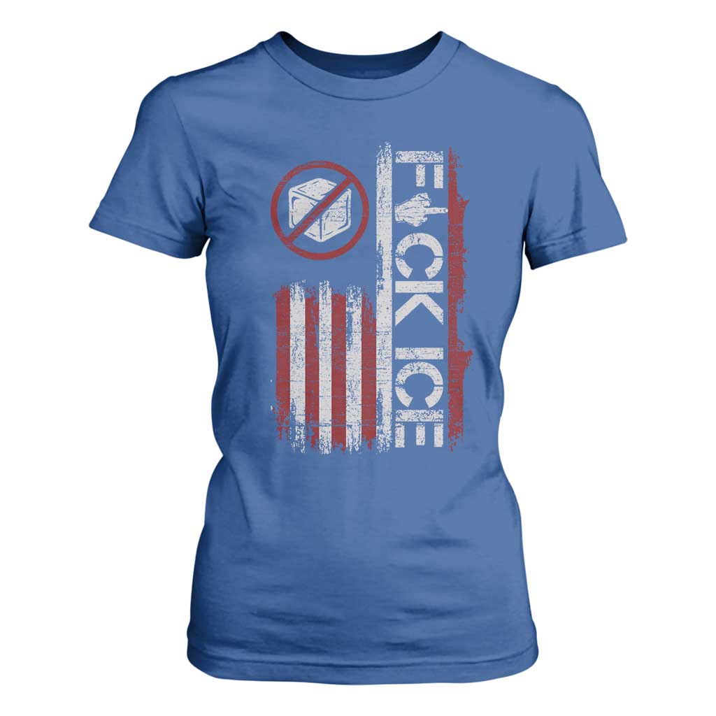 Fck Ice T Shirt For Women Retro US Flag Subtle FDT Protest TS10 Royal Blue Print Your Wear