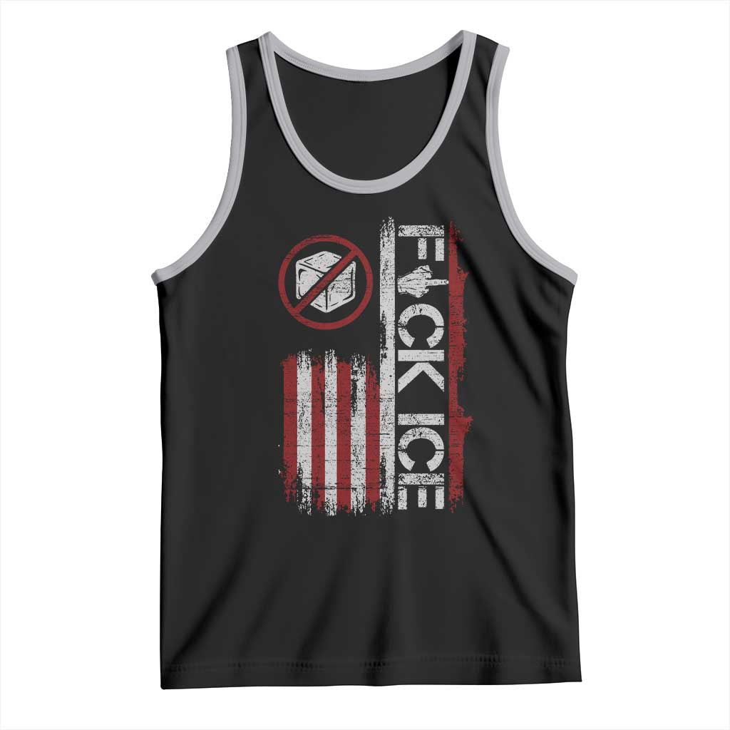 Fck Ice Tank Top Retro US Flag Subtle FDT Protest TS10 Black Athletic Heather Print Your Wear