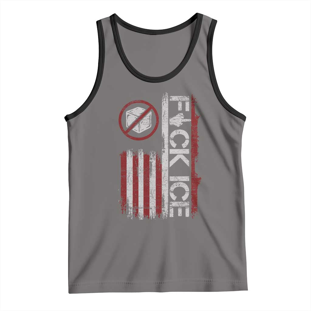 Fck Ice Tank Top Retro US Flag Subtle FDT Protest TS10 Deep Heather Black Print Your Wear