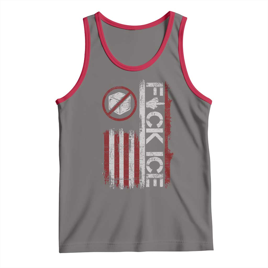 Fck Ice Tank Top Retro US Flag Subtle FDT Protest TS10 Deep Heather Red Print Your Wear